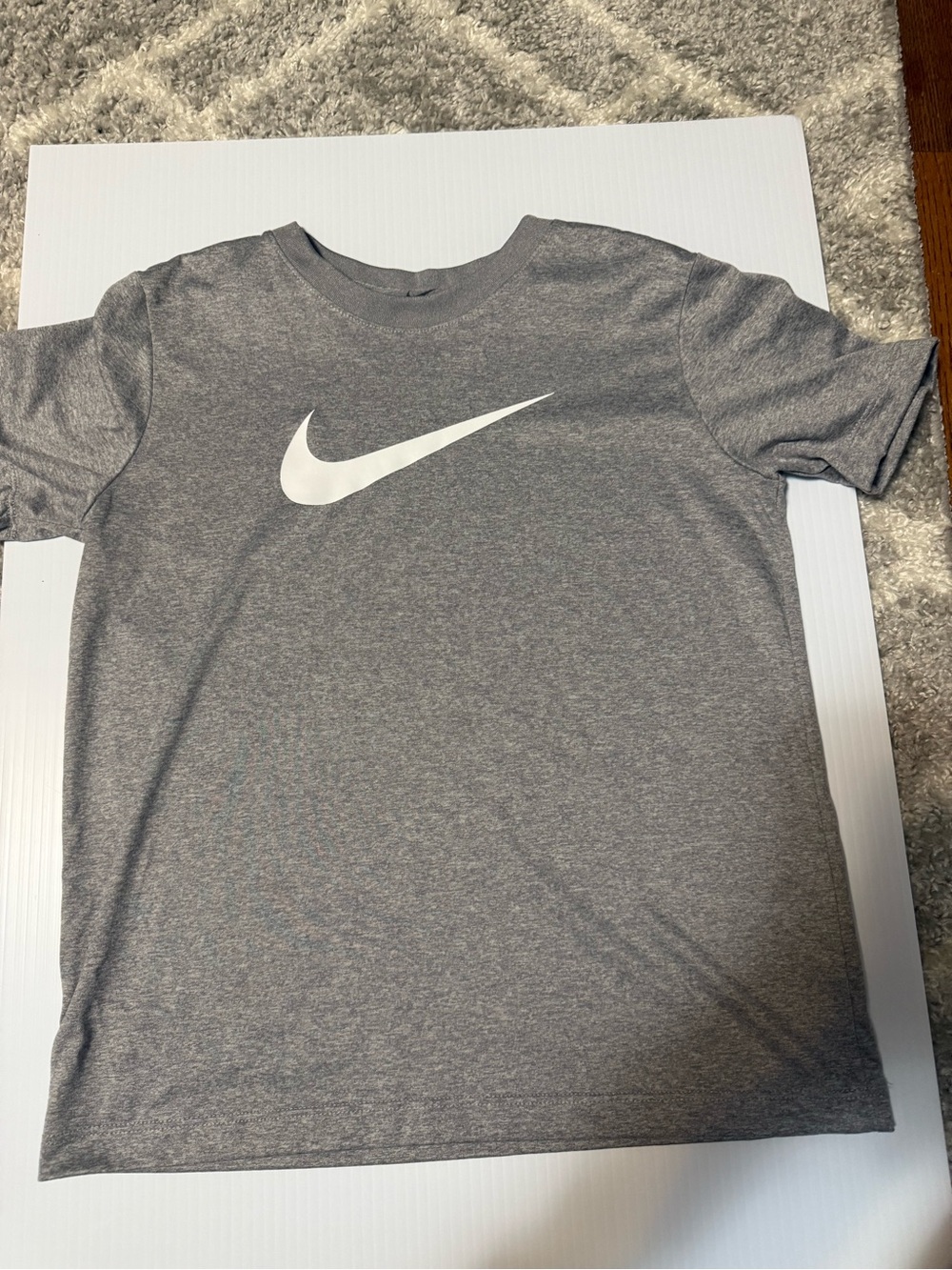 Nike Gray Short Sleeve Tee with White Swoosh Logo